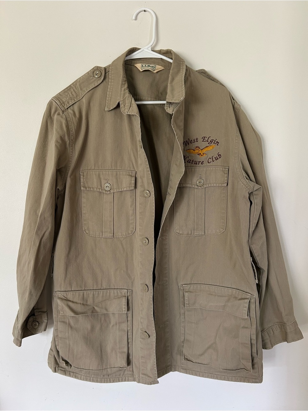Vintage L.L. Bean Khaki Utility Jacket West Elgin Nature Club XL
